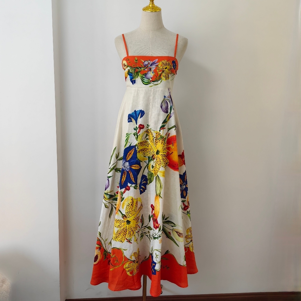 Alemais Floral Maxi Dress in Cream and Orange NWOT - Picture 5 of 15